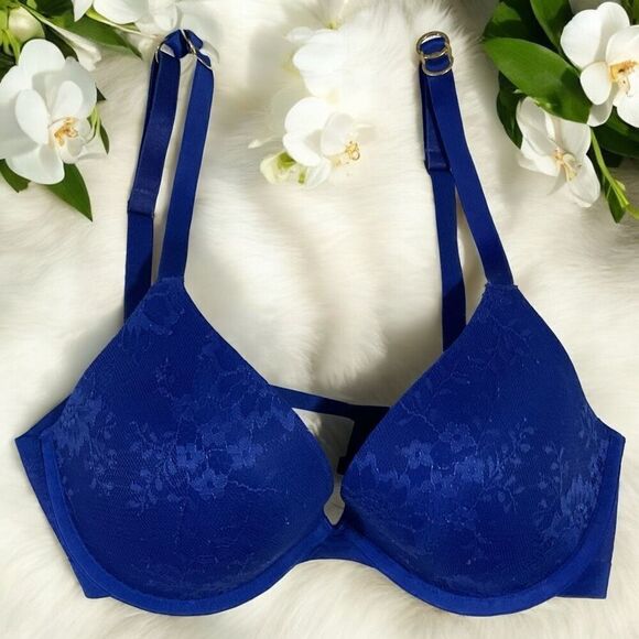 Stella McCartney Lace Plunge Royal Blue  Bra S73-109‎ size 32DD - Picture 1 of 11